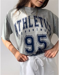 Серая меланжевая футболка в стиле oversized с принтом Athletic Asos design