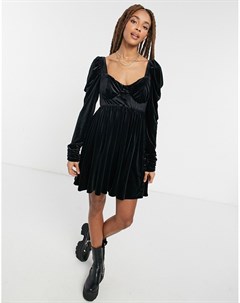 Черное платье мини в стиле бэби долл из бархата Asos design
