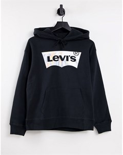 Худи черного цвета с переливающимся логотипом Levi's®
