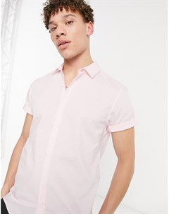 Розовая приталенная рубашка стретч Asos design