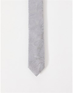 Узкий галстук с серебристым принтом пейсли Asos design