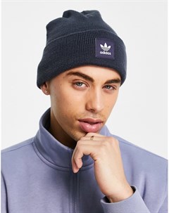 Темно синяя шапка бини с логотипом трилистником adicolor Trefoil Adidas originals
