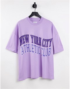 Сиреневая футболка в стиле extreme oversized с принтом New York City Topman
