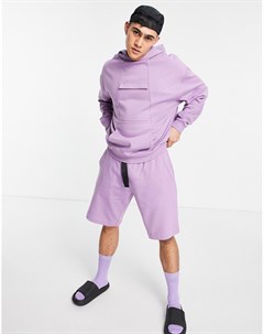 Трикотажные oversized шорты фиолетового цвета с деталями в утилитарном стиле от комплекта Asos design