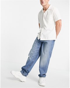 Синие выбеленные джинсы свободного кроя в винтажном стиле американской классики с рваной кромкой Con Asos design