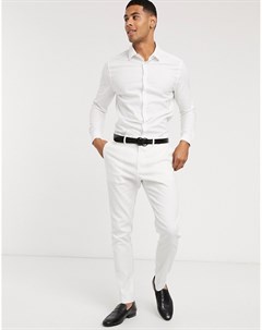Белые брюки скинни из смеси хлопка и льна wedding Asos design