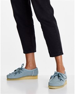 Замшевые туфли синего цвета на плоской подошве Wallabee Clarks originals