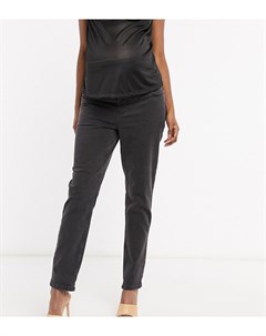 Черные выбеленные узкие джинсы в винтажном стиле с завышенной талией и посадкой под животом ASOS DES Asos maternity