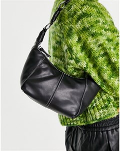 Черная сумка на плечо с фурнитурой на ремешке и декоративной строчкой Asos design