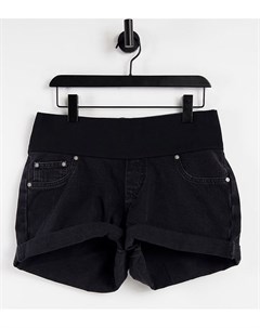 Черные выбеленные джинсовые шорты свободного кроя в винтажном стиле с завышенной талией ASOS DESIGN  Asos maternity