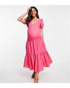 Ярусное платье цвета фуксии с присборенной юбкой Missguided maternity