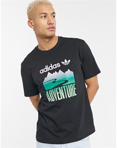 Черная футболка с принтом Adventure Adidas originals