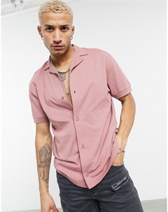 Розовая свободная футболка поло на пуговицах с отложным воротником Asos design