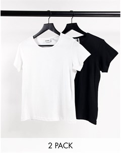 Набор из 2 приталенных футболок из органического хлопка черного и белого цвета Fave Weekday