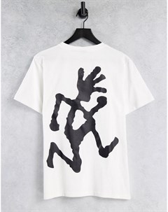 Белая футболка с большим принтом в виде бегущего человека Gramicci