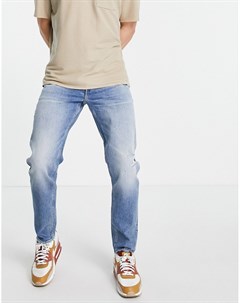 Эластичные суженные книзу джинсы винтажного выбеленного цвета с выбеленным эффектом и рваной отделко Asos design