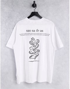 Белая oversized футболка из органического хлопка с принтом на спине Only & sons