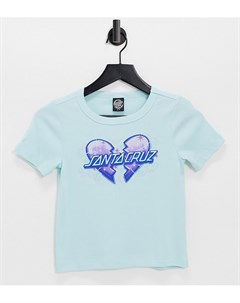 Голубая облегающая футболка в стиле 90 х с графическим принтом разбитого сердца Santa cruz