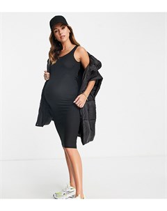 Черное платье миди в рубчик Flounce london maternity