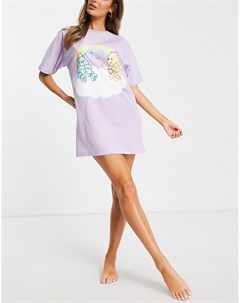 Сиреневая футболка для сна с принтом Заботливых мишек Asos design