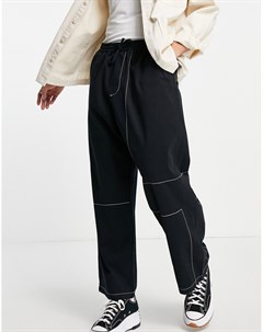 Черные свободные брюки с контрастной строчкой Asos design