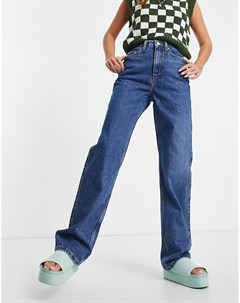 Прямые джинсы синего выбеленного цвета из органического хлопка Rowe Weekday