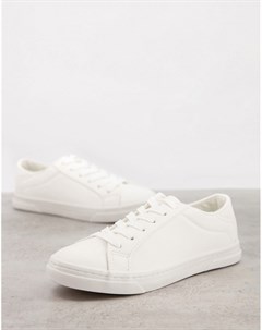 Белые кроссовки из искусственной кожи на шнуровке New look