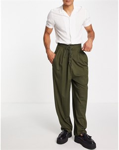 Широкие брюки цвета хаки в строгом стиле Asos design