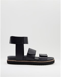Черные кожаные сандалии с ремешком на щиколотке Asos design
