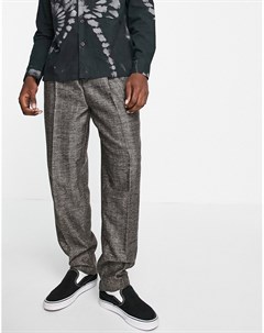 Узкие строгие брюки коричневого цвета с завышенной талией из ткани с добавлением шерсти Asos design