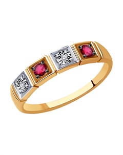 Кольцо из комбинированного золота с бриллиантами и рубинами Sokolov diamonds