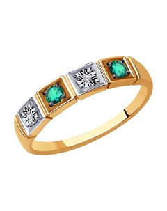 Кольцо из комбинированного золота с бриллиантами и изумрудами Sokolov diamonds