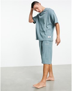 Синий вафельный пижамный комплект для дома Essentialwear Asos design