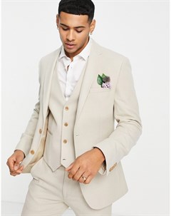 Супероблегающий пиджак светло бежевого цвета из саржи с начесом Wedding Asos design