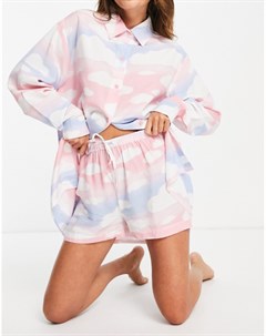 Пижамные шорты из модала розового голубого белого цвета с облаками Выбирай и Комбинируй Asos design