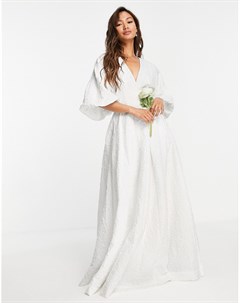 Свадебное платье с фактурным цветочным узором и плиссировкой на талии Winnie Asos edition