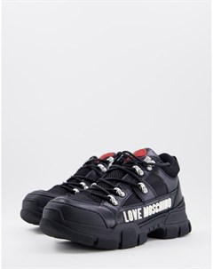 Черные кроссовки на толстой подошве с логотипом сбоку Love moschino