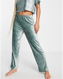 Домашние плиссированные брюки из велюра шалфейно зеленого цвета Выбирай и Комбинируй Asos design