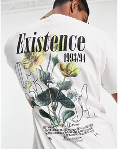 Белая футболка в стиле oversized с принтом Existence спереди и сзади Topman