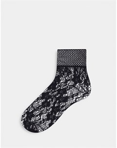 Черные сетчатые носки с цветочным узором Pretty polly