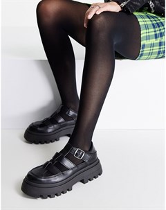 Черные туфли на толстой плоской подошве Mogo Asos design