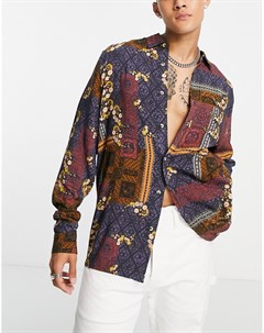 Свободная рубашка с винтажным принтом пейсли в стиле барокко Asos design