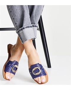 Синие кожаные сандалии для широкой стопы с декором Formal Asos design