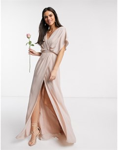 Розовое платье макси с короткими рукавами и пуговицами сзади Bridesmaid Asos design