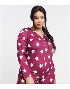 Фиолетовый облегающий пижамный комбинезон со звездным принтом Outrageous fortune plus