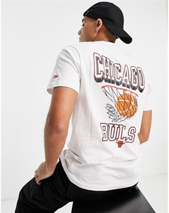 Белая футболка с принтом баскетбольного кольца на спине Chicago Bulls New era
