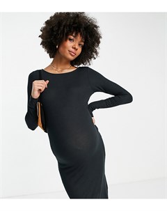 Черное трикотажное облегающее платье мини Mamalicious Maternity