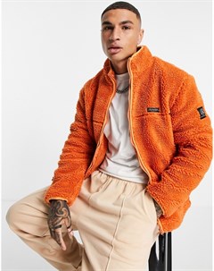 Оранжевая флисовая куртка из искусственного меха Topman