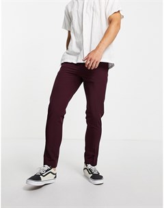 Бордовые зауженные брюки из эластичного материала Burton Burton menswear