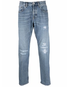 Укороченные джинсы с эффектом потертости Eleventy
